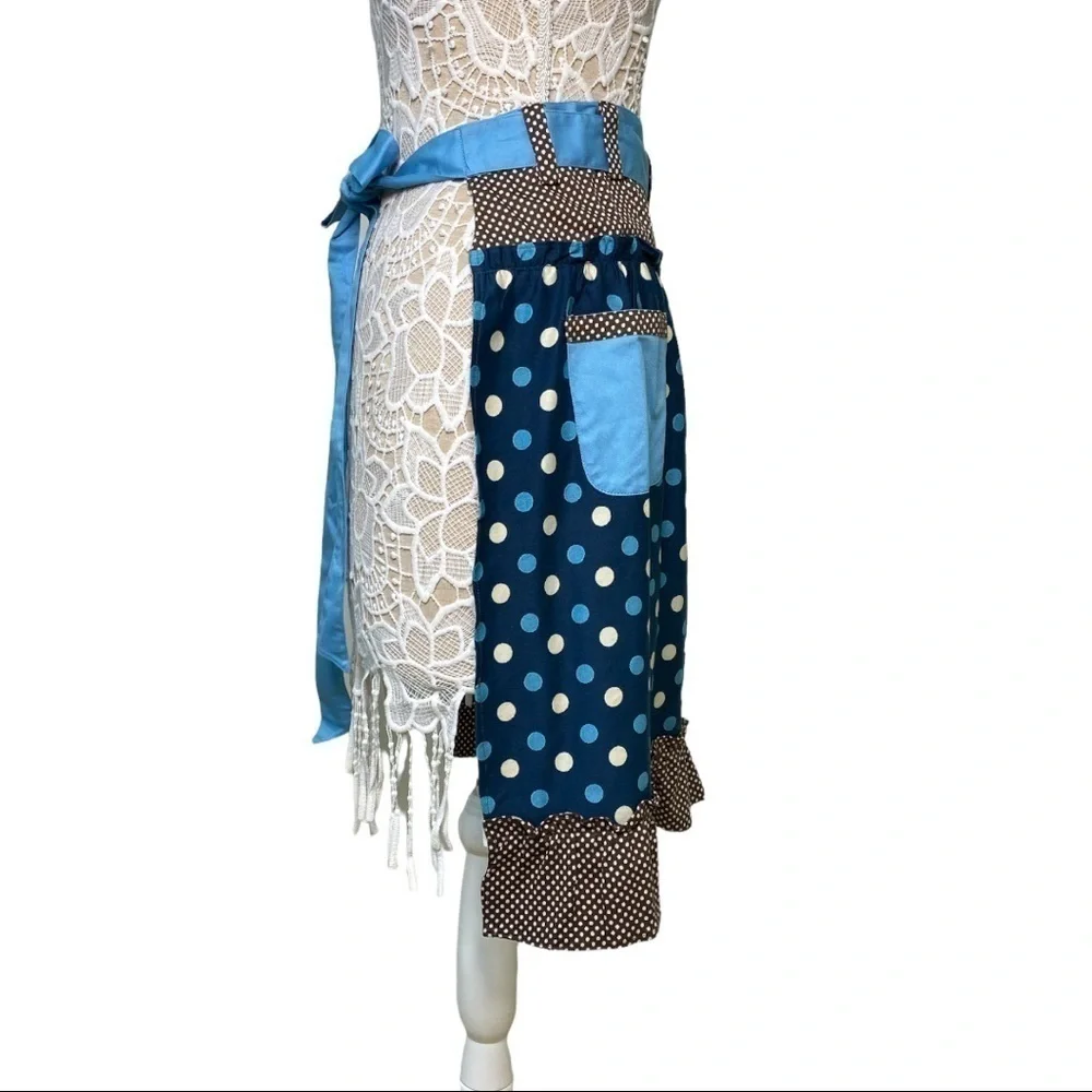 Anthropologie Retro Polka Dot Ruffle Half Apron NWT